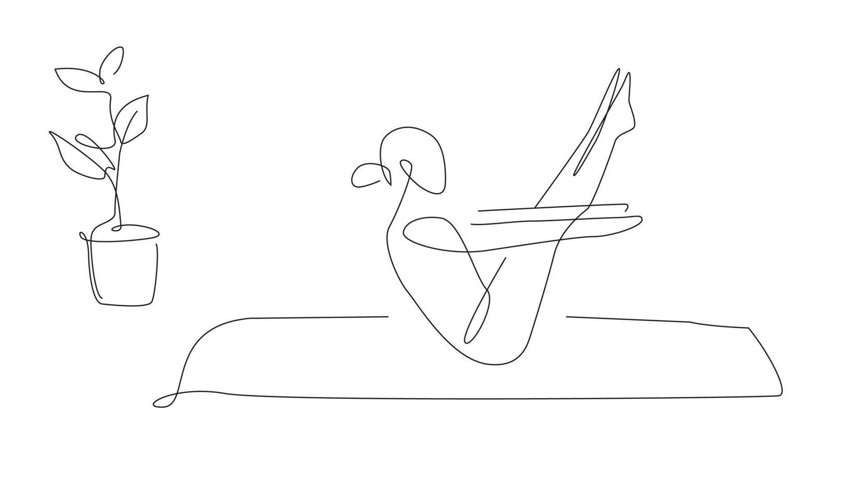 pose de cobra de yoga. illustration d'asana de yoga d'une ligne. pose simple vecteur pilates