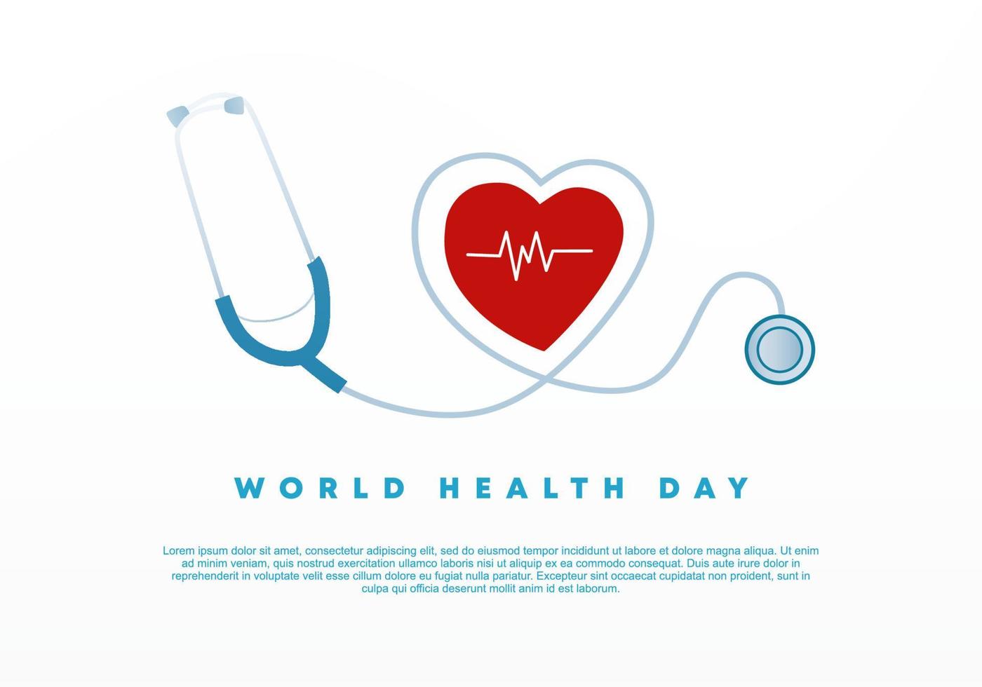 bannière de fond de la journée mondiale de la santé avec battement de coeur et stéthoscope vecteur