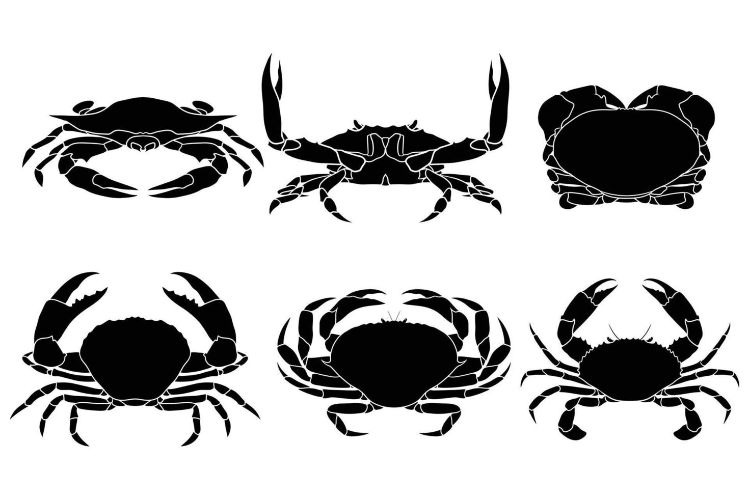 silhouette de crabe dessinée à la main vecteur