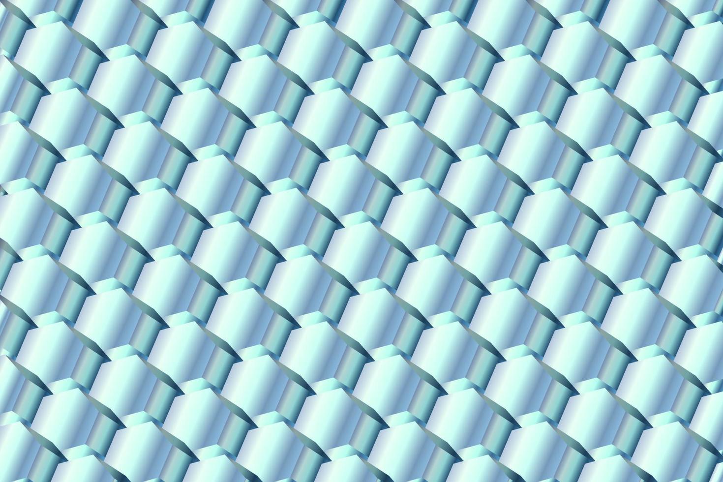 hexagones extrudés, rendu 3d, fond monochrome abstrait. copiez l'espace, vide, espace vide. fond de vecteur 3d.