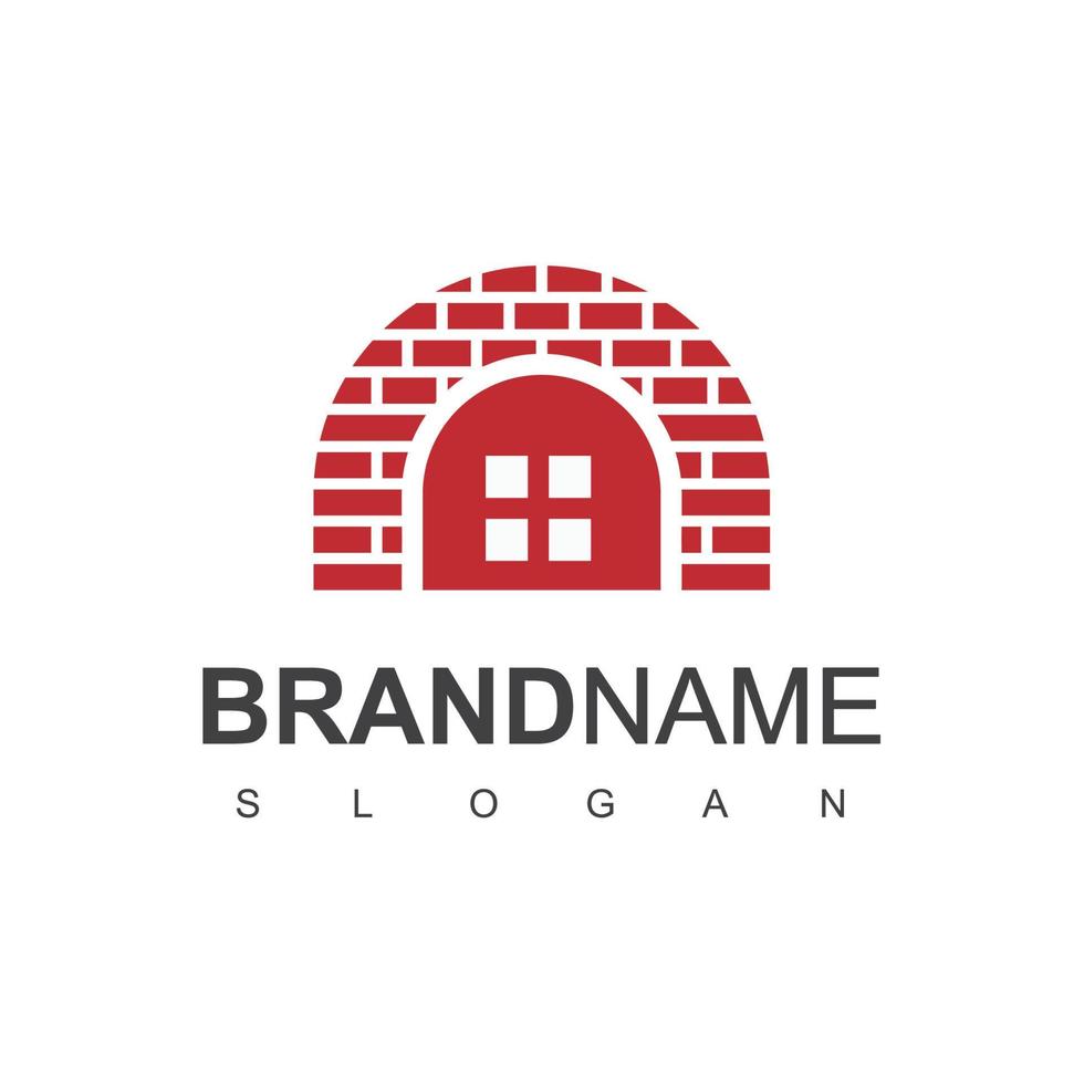 maison en brique, modèle de logo immobilier vecteur