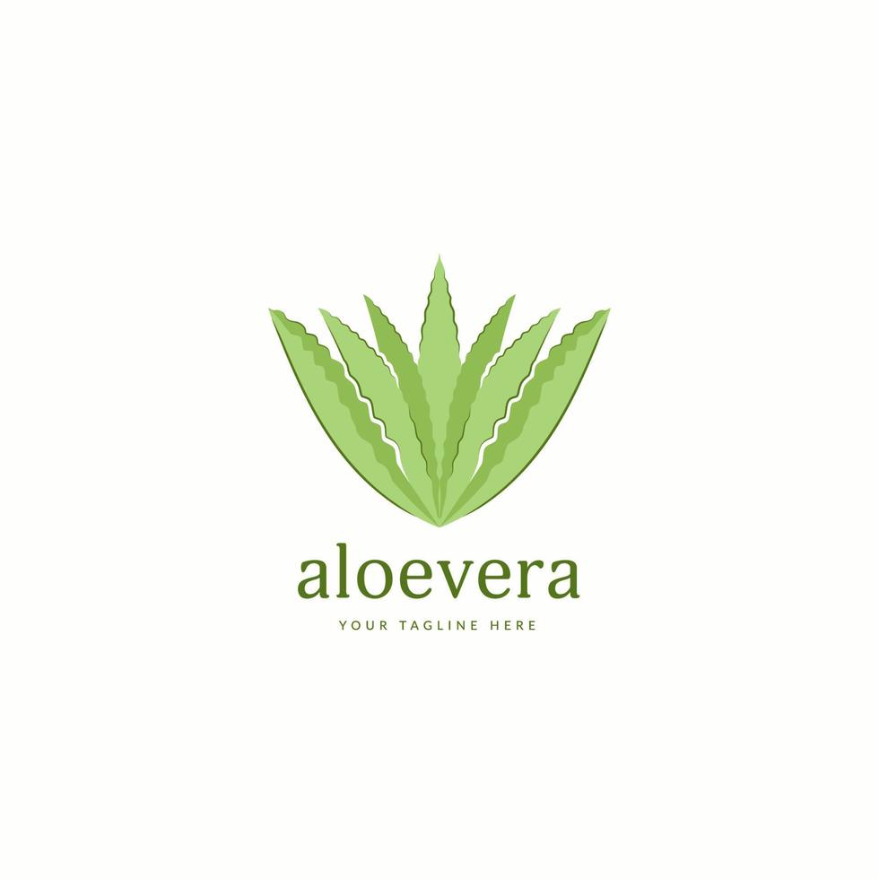 icône du logo plante à base de plantes aloevera simple vecteur