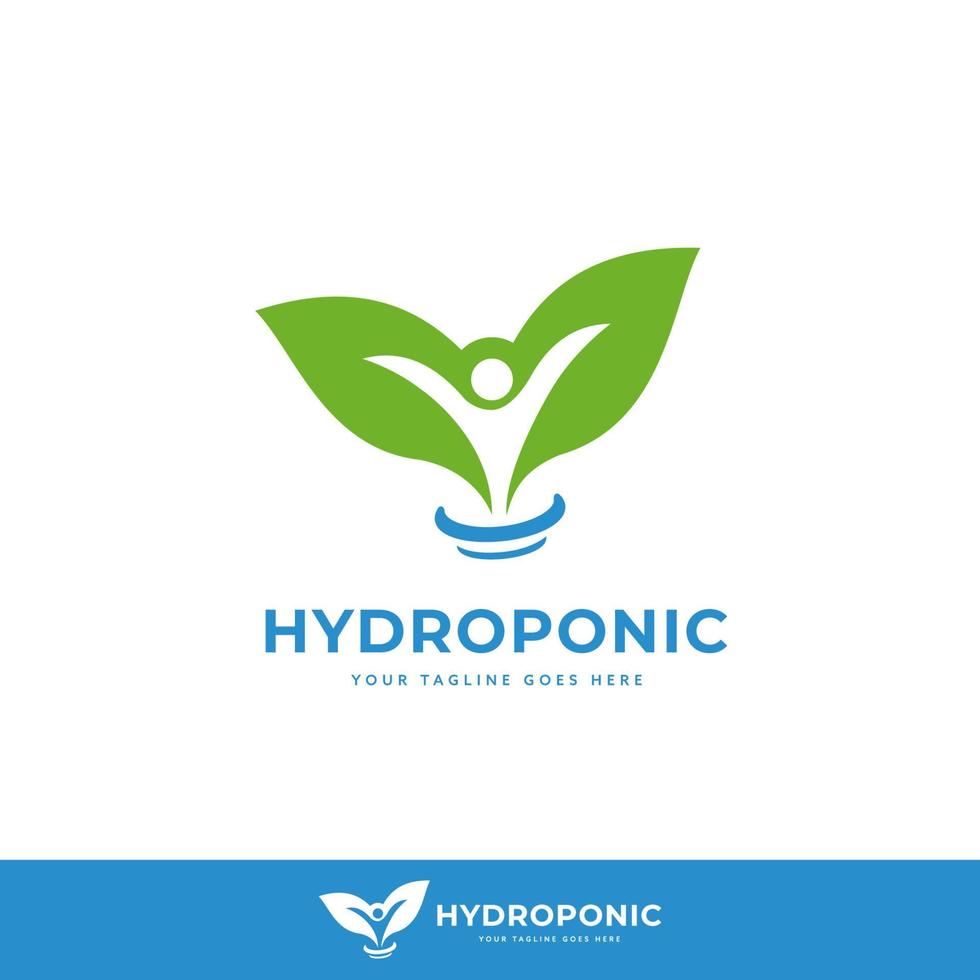 logo de ferme d'agriculture hydroponique avec modèle d'icône de personnes de la communauté vecteur