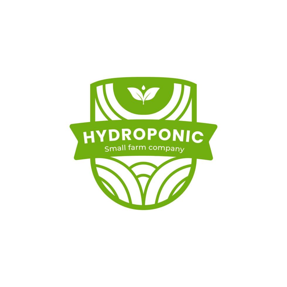 icône du logo de l'insigne du bouclier de la ferme hydroponique naturelle vecteur