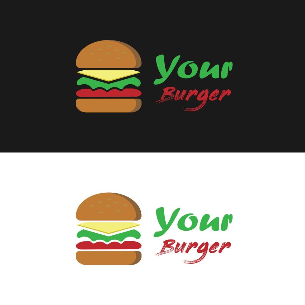 pain avec des légumes et de la viande pour un simple magasin de hamburgers et un restaurant de hamburgers création de logo de restauration rapide vecteur