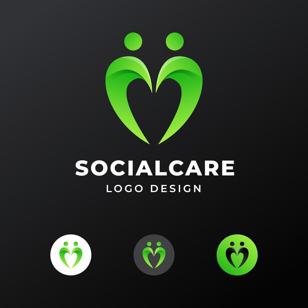 aime les gens soins modèle de conception de logo symbole vecteur