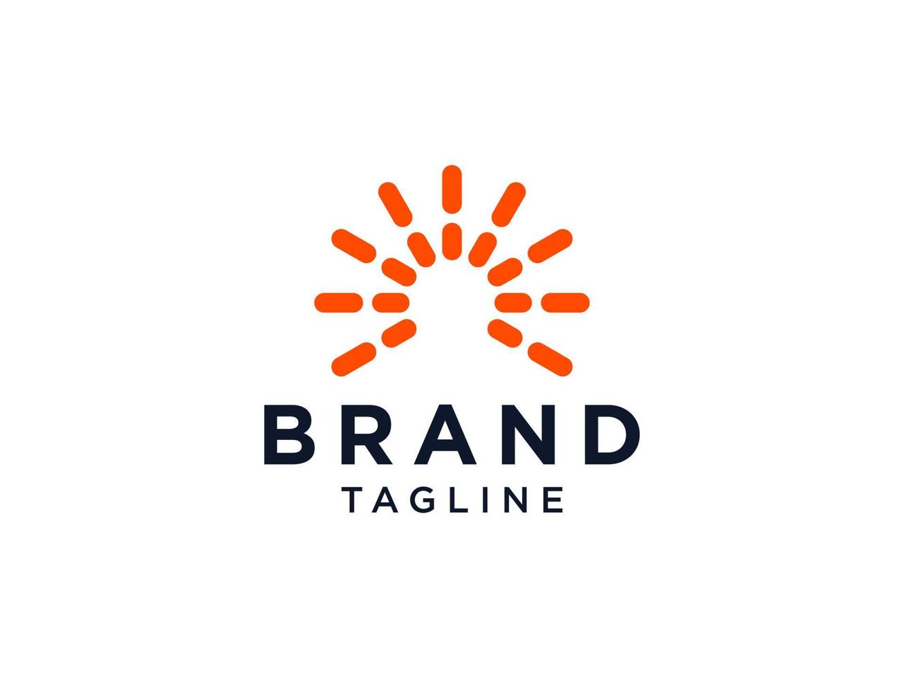 logo soleil abstrait. icône de soleil orange avec des rayons radiaux géométriques de sunburst isolés sur fond blanc. utilisable pour les logos d'entreprise et de nature. élément de modèle de conception de logo vectoriel plat.