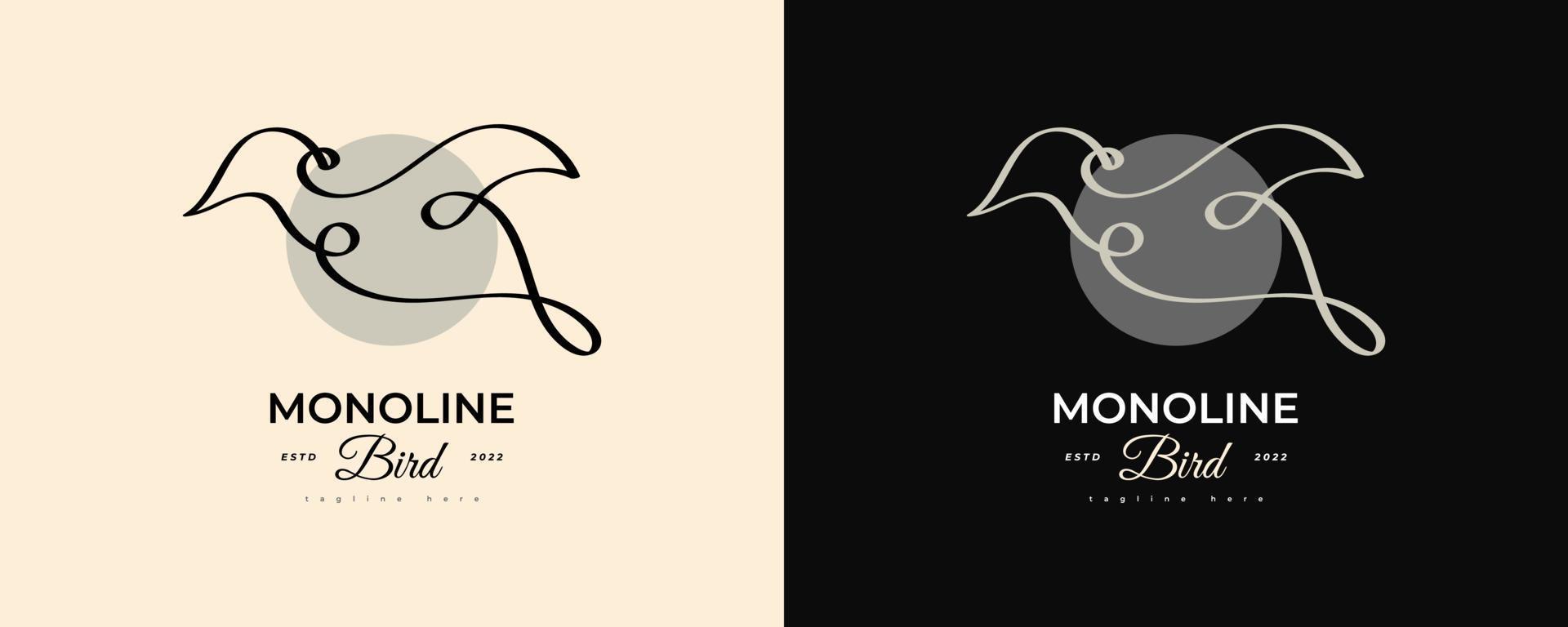 conception de logo d'oiseau simple et minimaliste avec style de ligne. logo ou symbole d'oiseau monoline vecteur