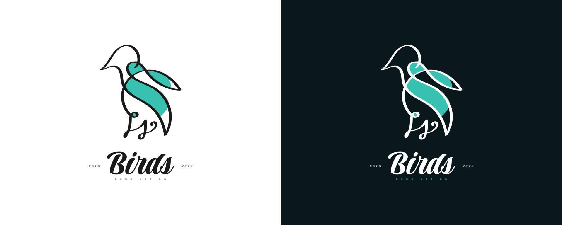 logo oiseau dans un style de ligne simple et épuré. illustration d'oiseau minimaliste vecteur