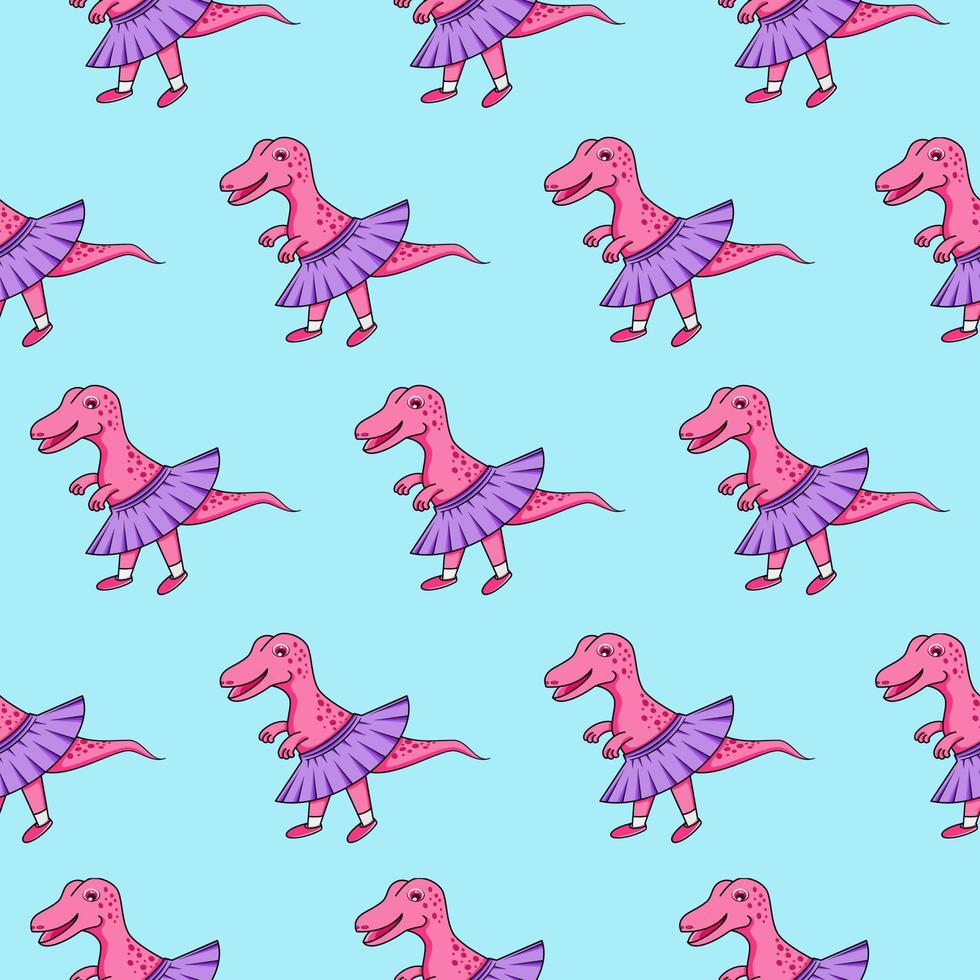 illustration de fond de texture motif dinosaure dessin animé rose vecteur