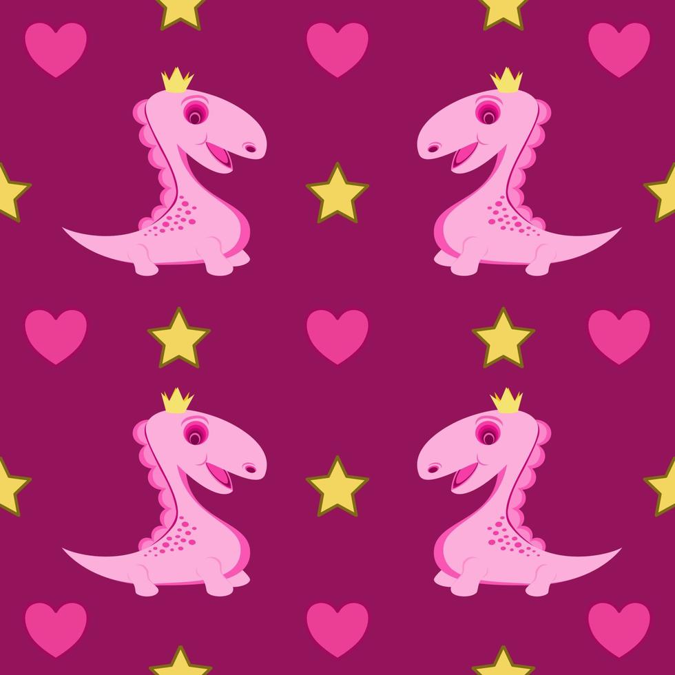 illustration de fond de texture motif dinosaure dessin animé rose vecteur
