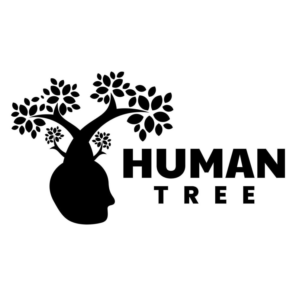 modèle de conception de logo silhouette arbre humain vecteur
