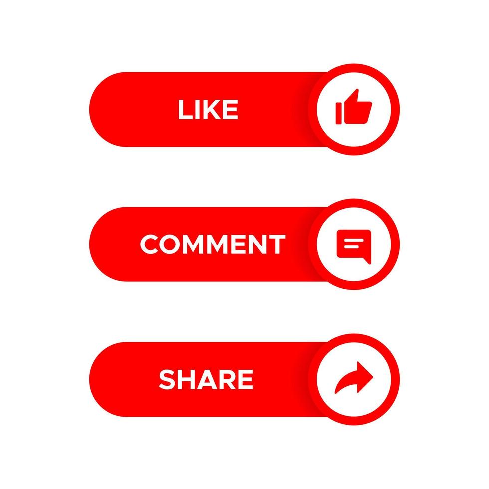 aimer, commenter et partager le vecteur d'icône dans le bouton de la barre