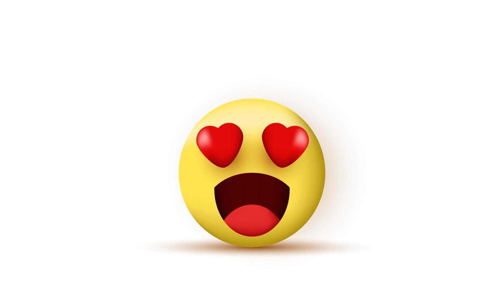 icône de conception 3d sourire emoji oeil amour réaliste jaune isolé sur vecteur