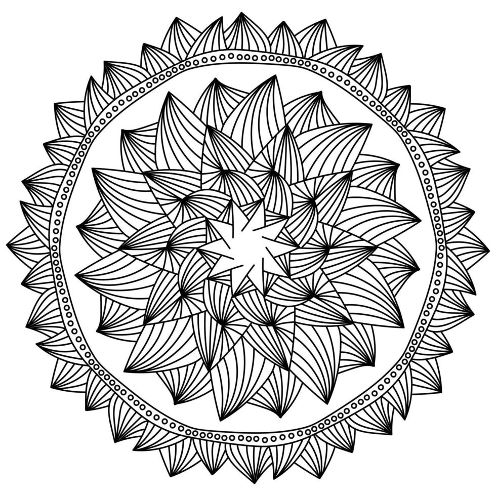 Coloriage de mandala zen abstrait à partir de pics triangulaires et de petits cercles vecteur