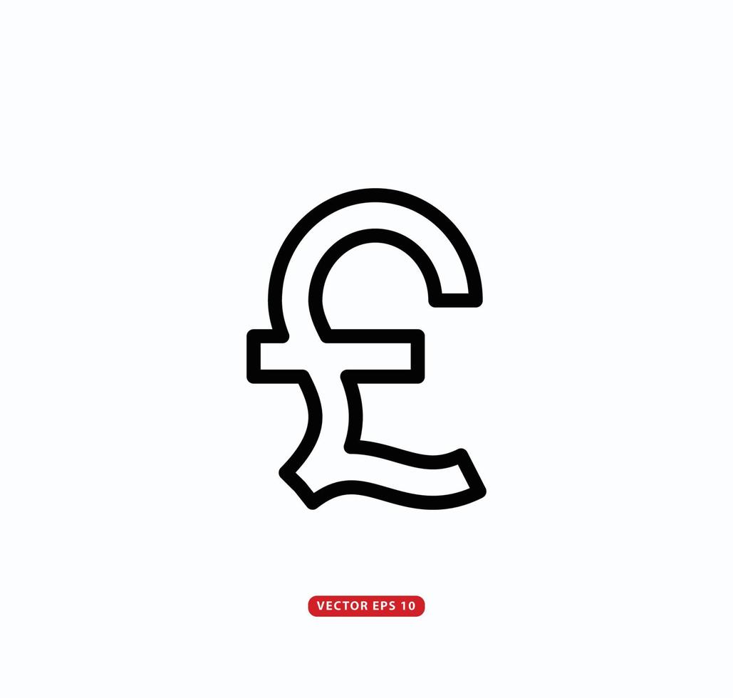 modèle de logo vectoriel livre sterling icône style plat