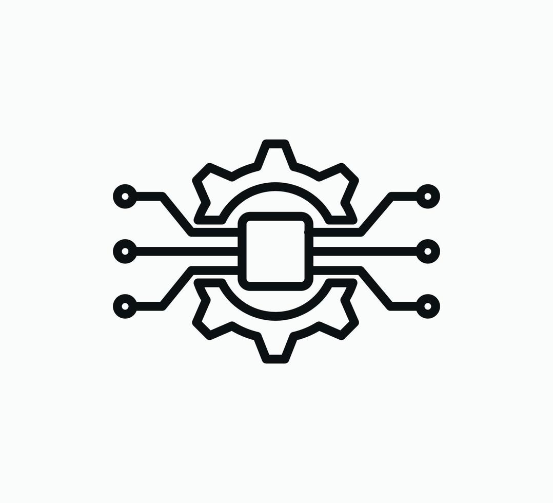 modèle de conception de vecteur d'icône d'engrenage et de puce
