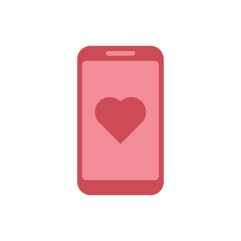 téléphone avec icône de vecteur de coeur. symbole de l'application de rencontres