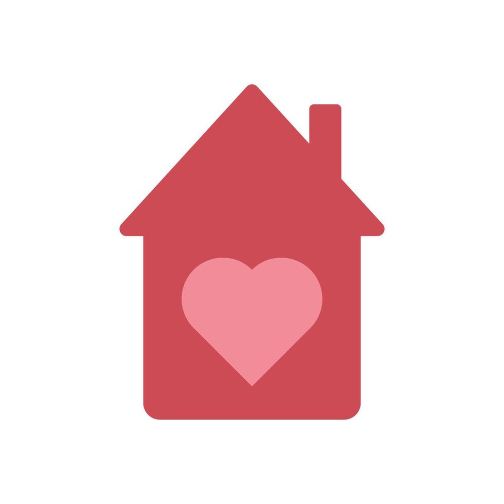 maison avec coeur icône vecteur rouge et rose