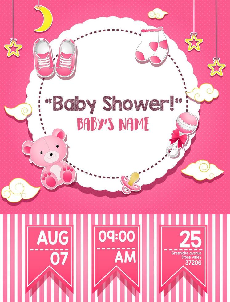 carte d'invitation de douche de bébé vecteur