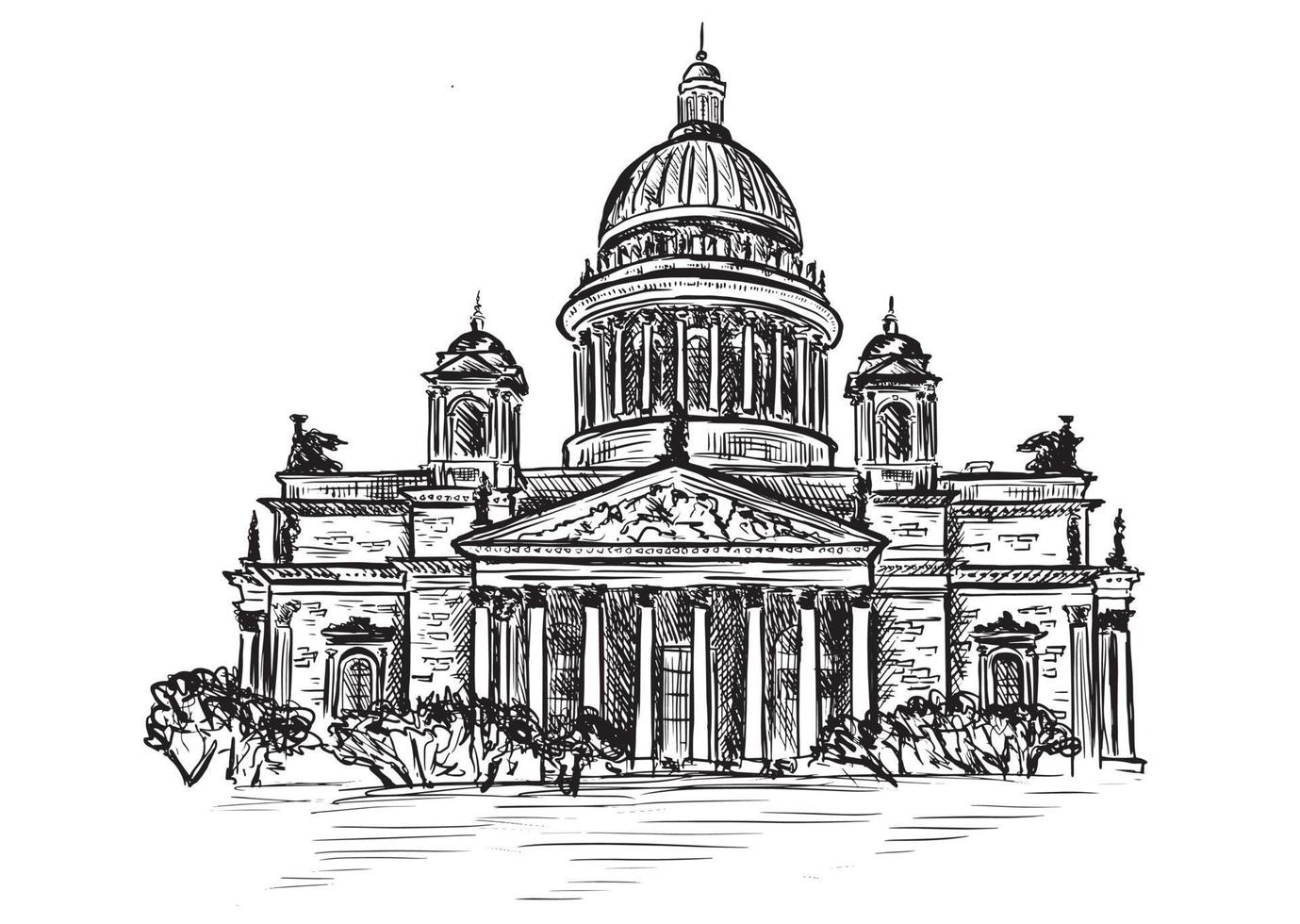 cathédrale saint isaac à st. Pétersbourg, Russie. illustration de croquis dessinés à la main vecteur