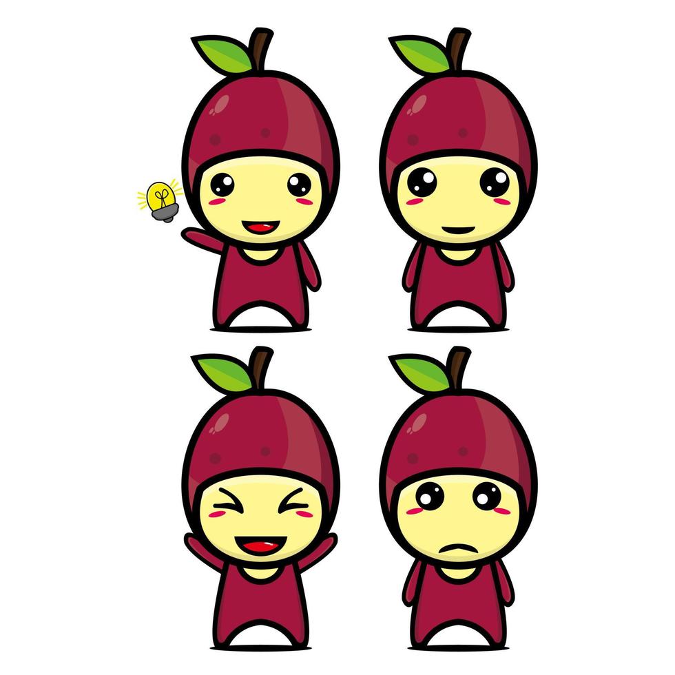 collection de jeu de personnage de conception de mascotte de fruit de la passion mignon. isolé sur fond blanc. concept de paquet d'idées de logo de mascotte de personnage mignon vecteur