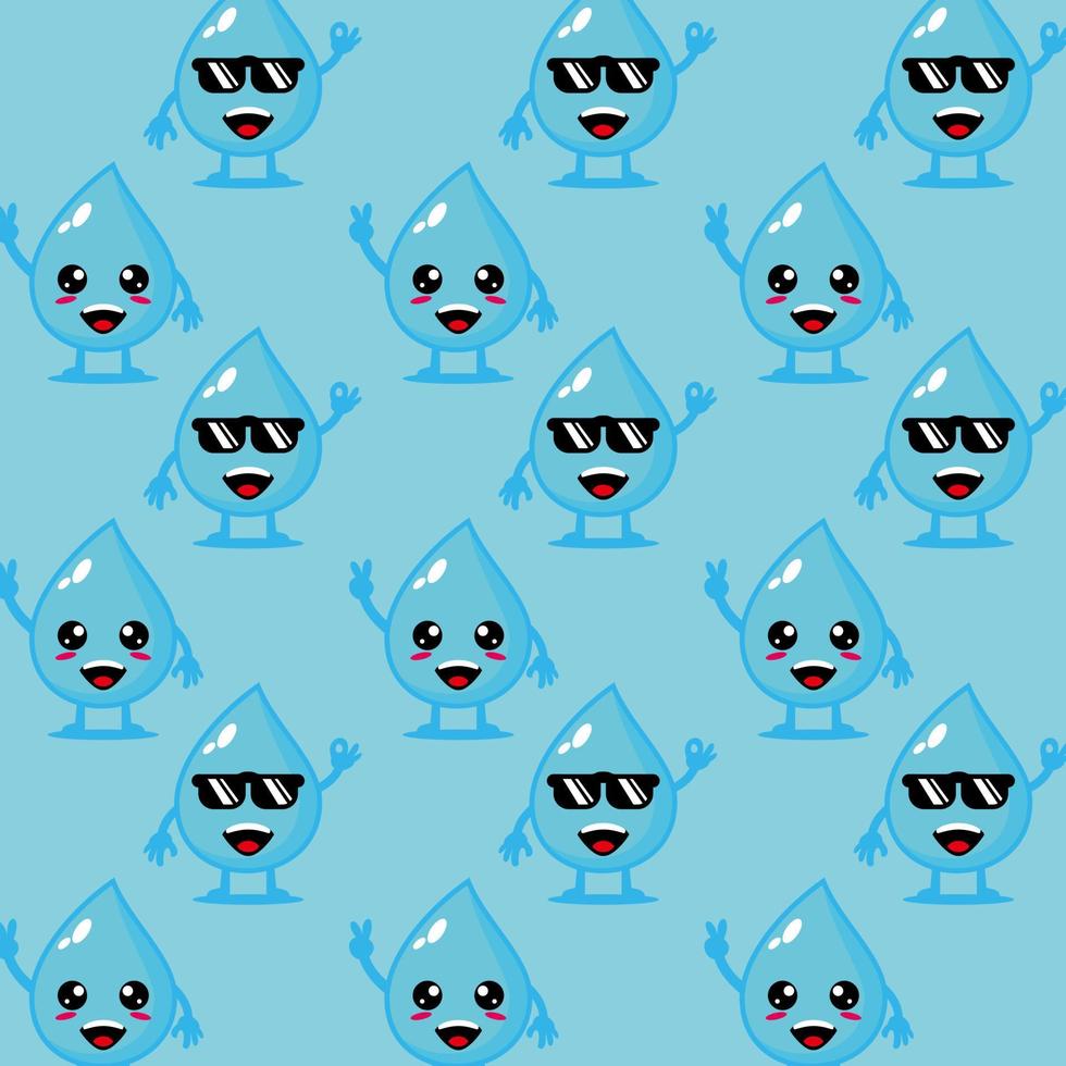 jolie goutte d'eau aqua drôle sur fond bleu. vecteur dessin animé kawaii personnage illustration design