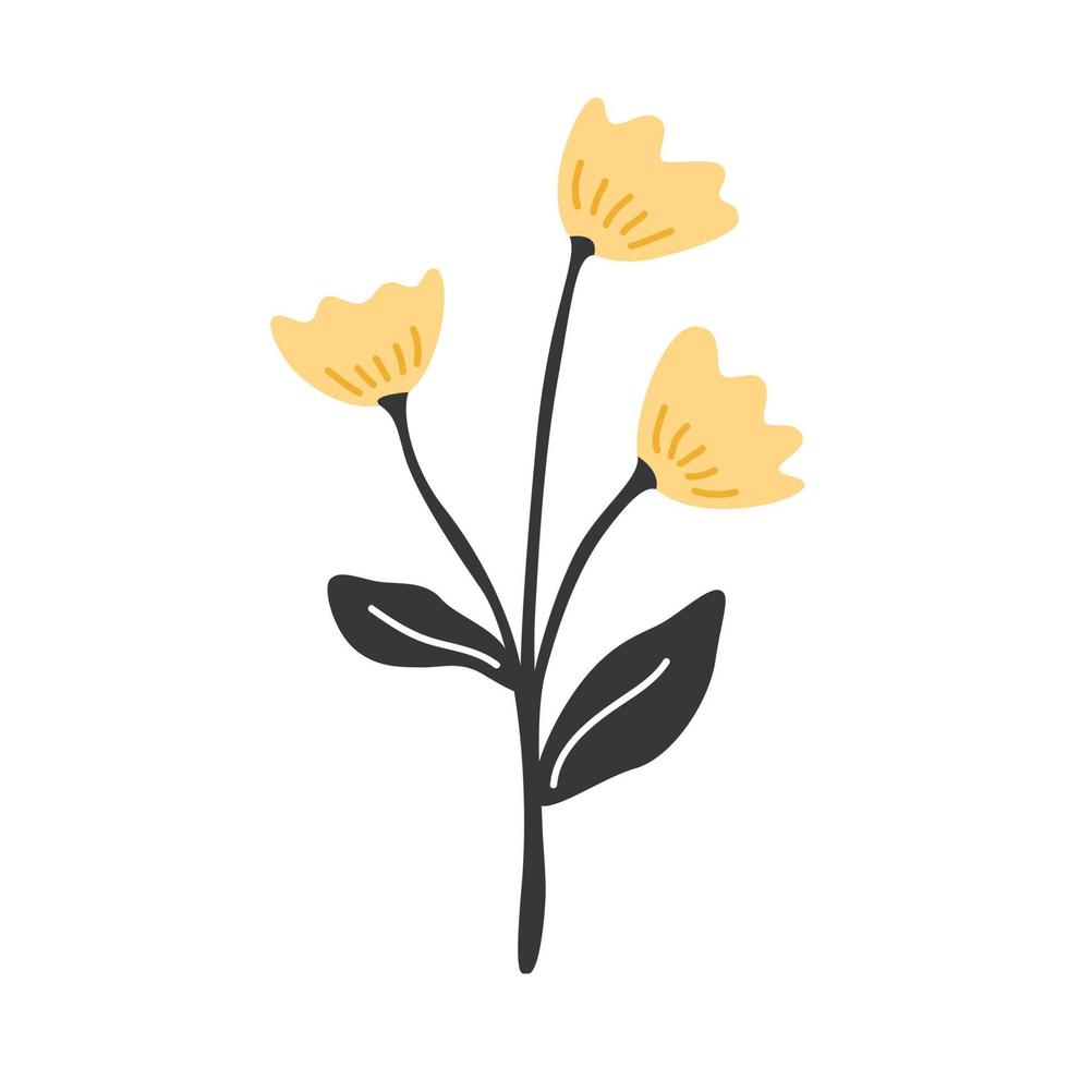 fleur plate isolée jaune. illustration de clipart vectoriel