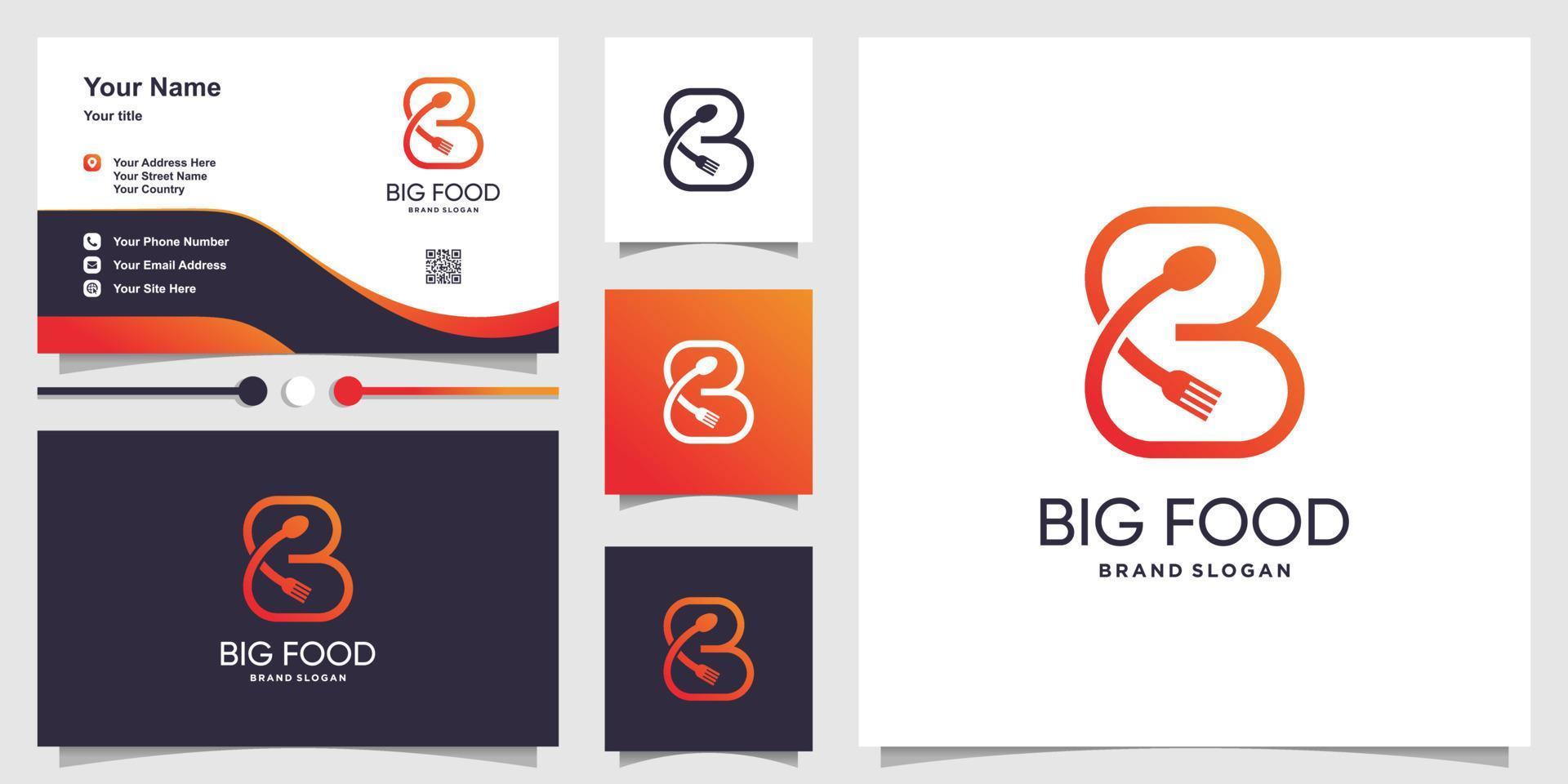 lettre logo b avec cuillère et fourchette concept pour restaurant, initiale, vecteur premium d'affaires