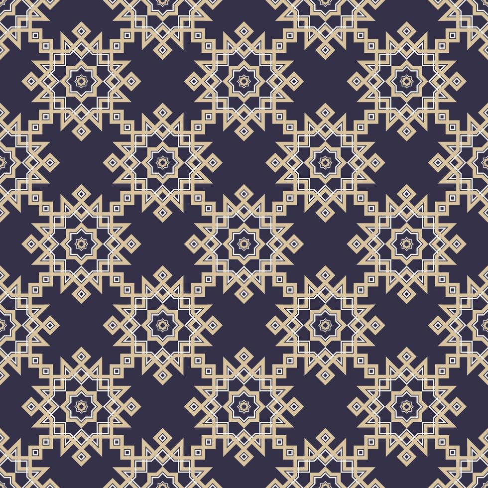 motif géométrique sans couture en forme d'étoile islamique ou arabe avec fond contemporain de couleur or bleu et jaune. utiliser pour le tissu, le textile, la couverture, les éléments de décoration intérieure, l'emballage. vecteur