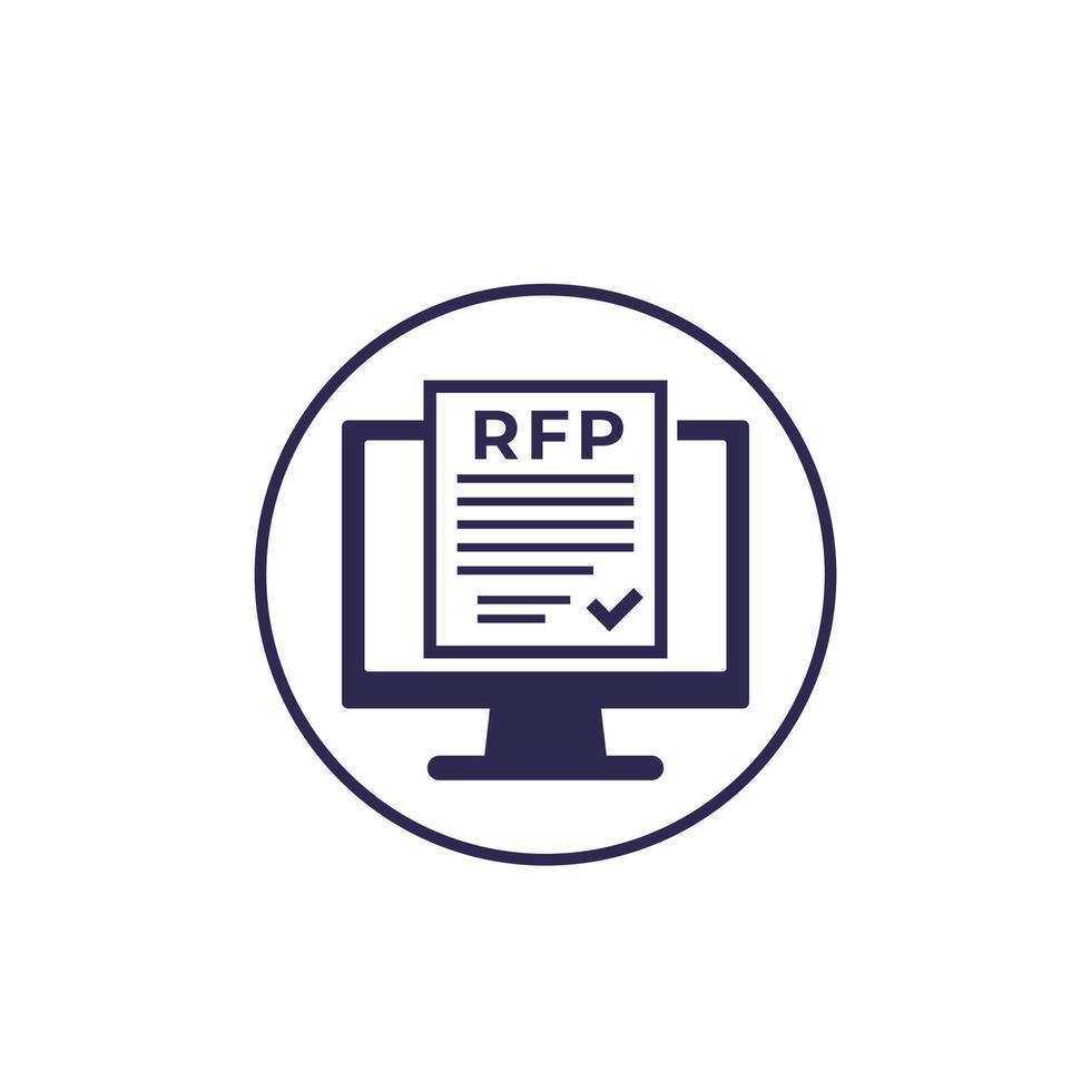 rfp, icône de demande de proposition sur blanc vecteur