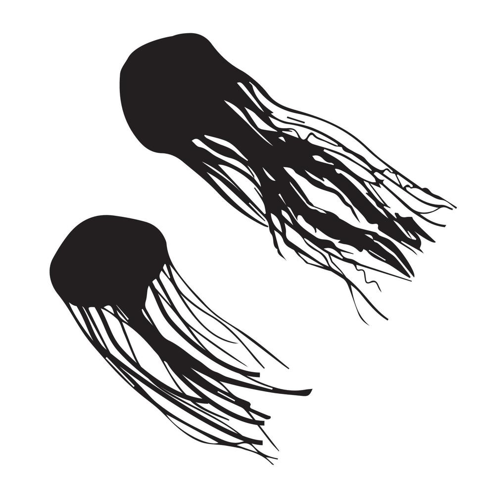 art de silhouette de méduse vecteur