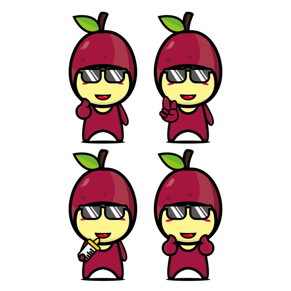 collection de jeu de personnage de conception de mascotte de fruit de la passion mignon. isolé sur fond blanc. concept de paquet d'idées de logo de mascotte de personnage mignon vecteur