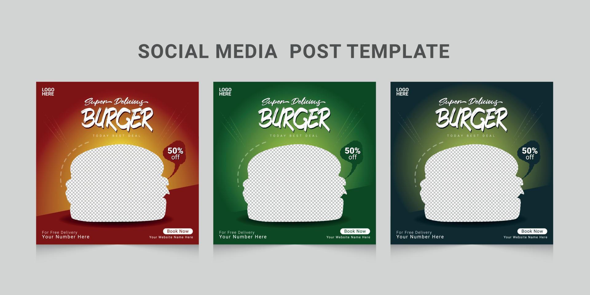 modèle de bannière carrée de publication de médias sociaux de nourriture spéciale vecteur