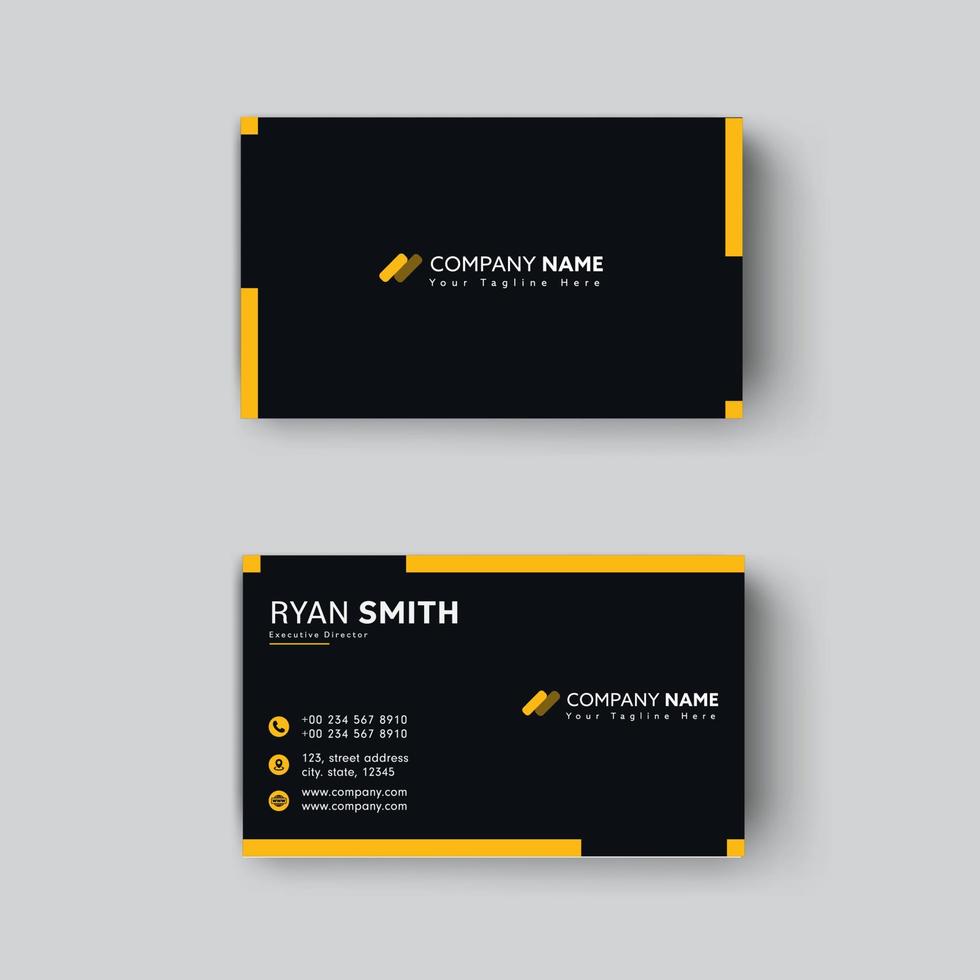 modèle de conception de carte de visite élégant en couleur noir et jaune vecteur