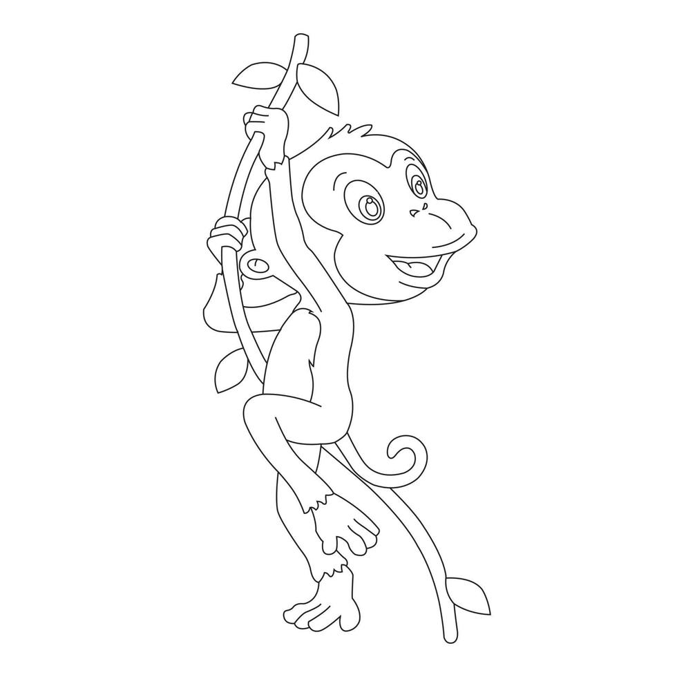 mignon petit singe aperçu coloriage pour enfants livre de coloriage animal dessin animé illustration vectorielle vecteur