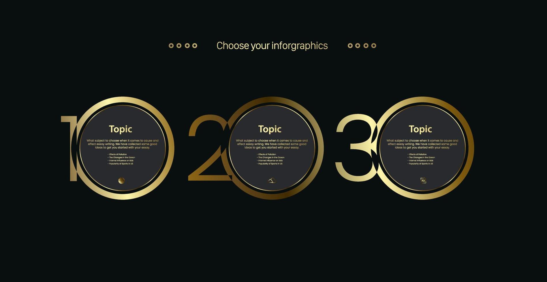 cercle de cinq chiffres de luxe du modèle de conception infographique avec options icônes nombres concept design vecteur