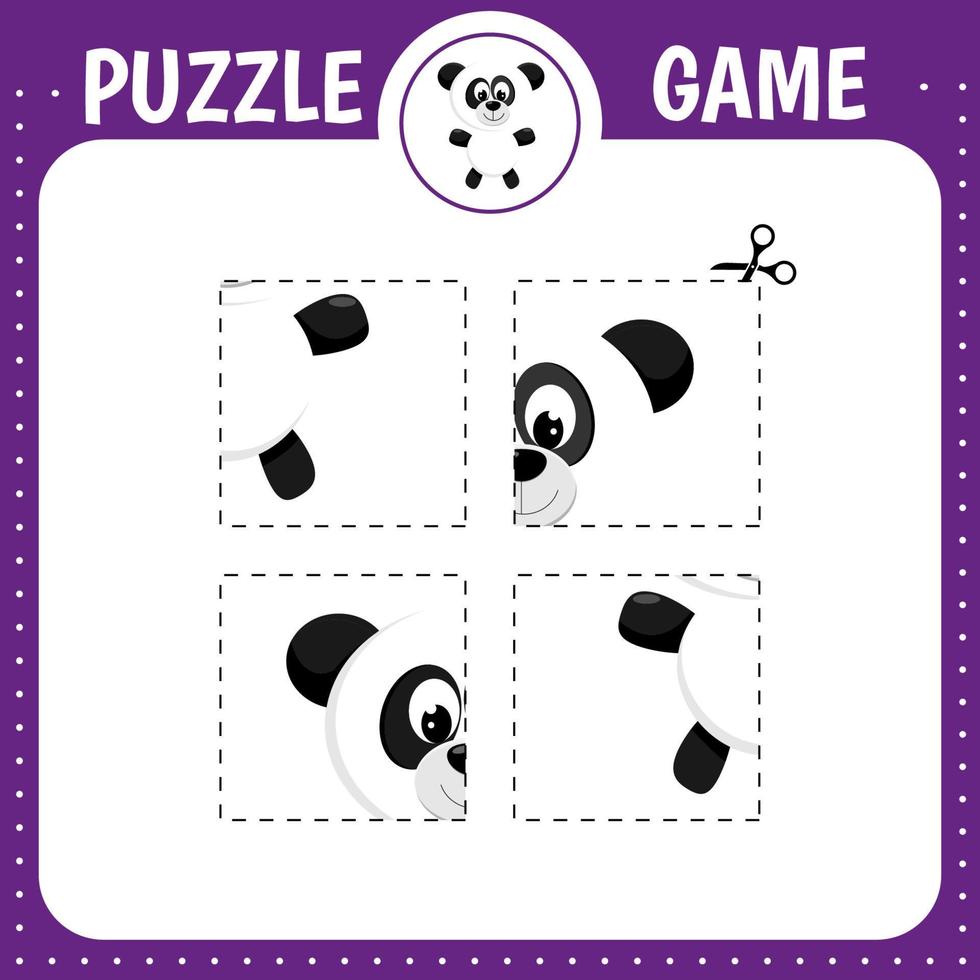 jeu de puzzle pour les enfants. Panda vecteur