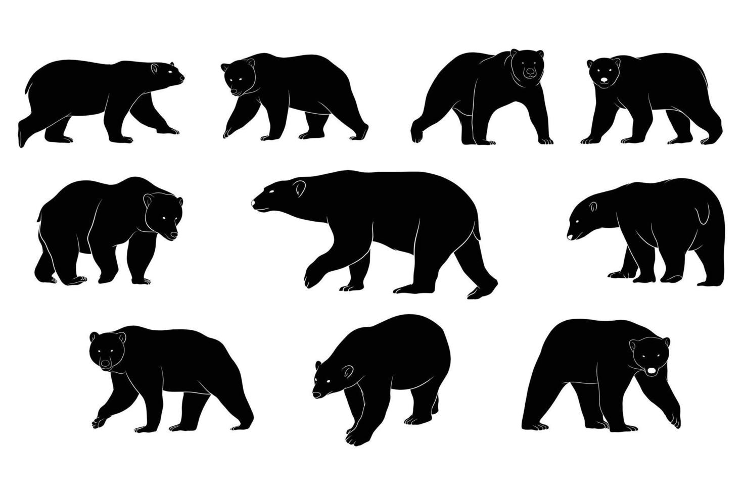 silhouette d'ours dessinée à la main vecteur