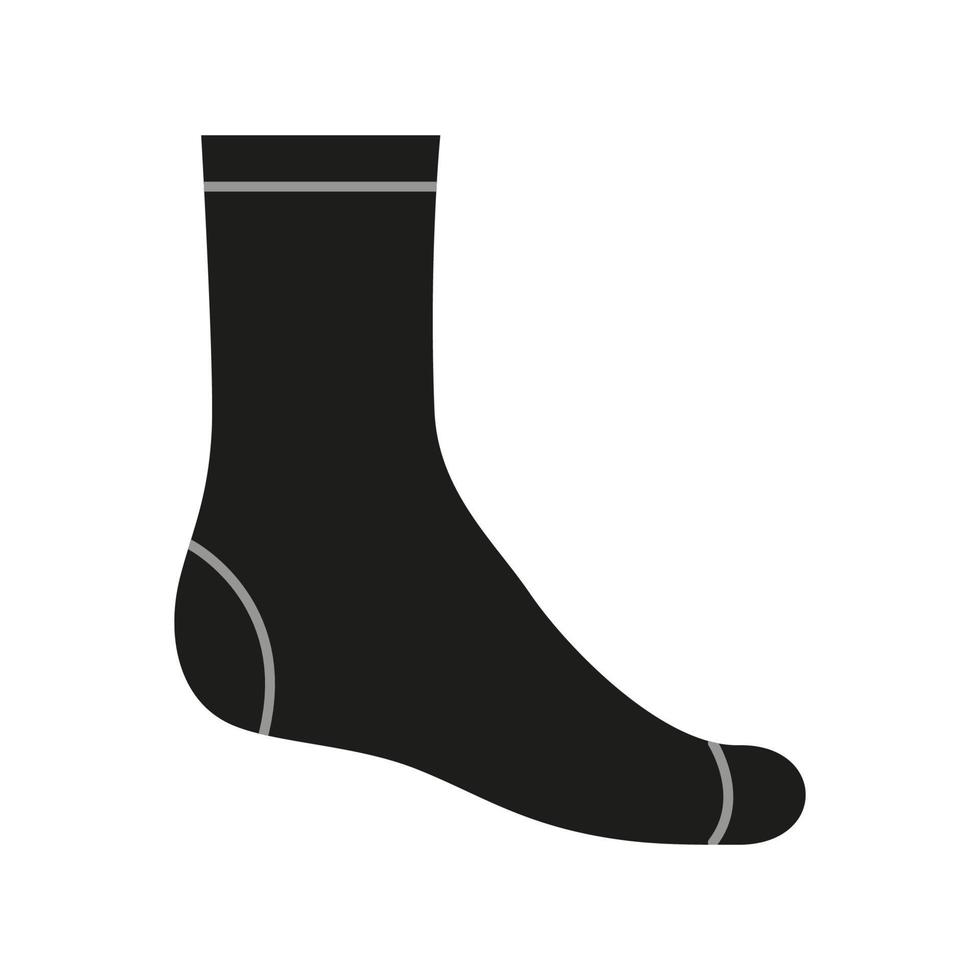 chaussette pour homme, modèle de silhouette noire. sport et chaussette régulière. vue latérale des vêtements de maquette. illustration vectorielle vecteur