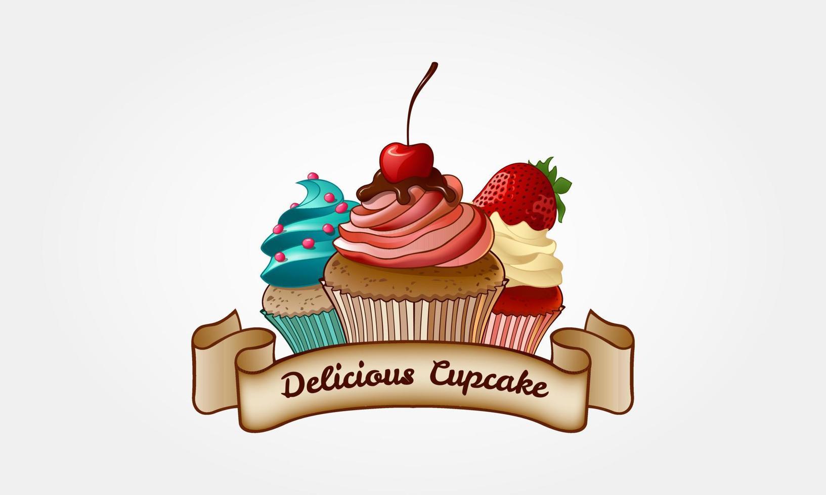 illustration de logo vectoriel cupcake délicieux. modèle de logo de boulangerie cupcake. modèles de logo qui peuvent être utilisés pour la boutique de cupcakes, la pâtisserie ou toute autre entreprise liée.