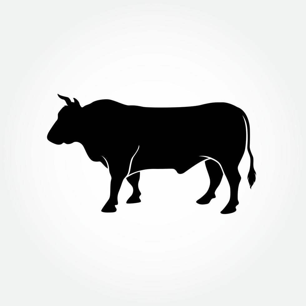 un taureau d'une ferme. silhouette d'illustrations vectorielles. vecteur