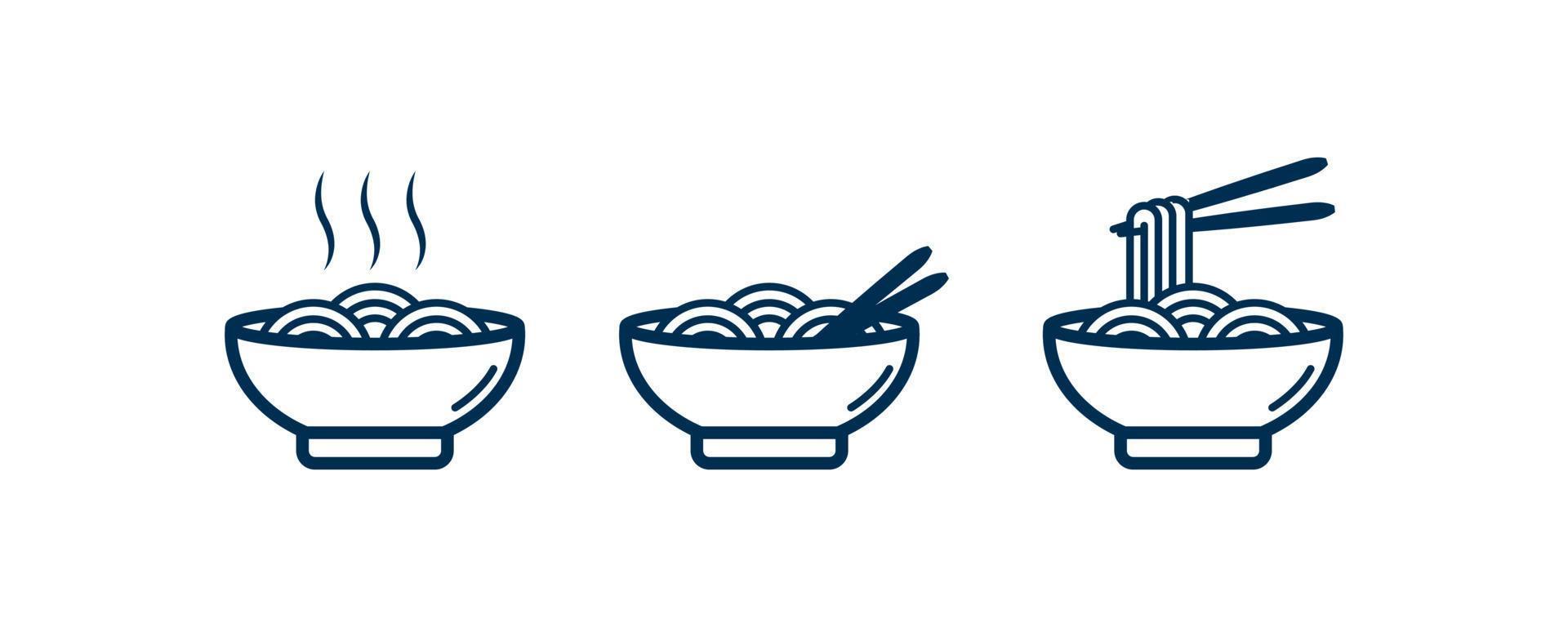 icône de nouilles avec des baguettes. nouilles ou ramen pour la décoration de fond de logo ou de menu vecteur