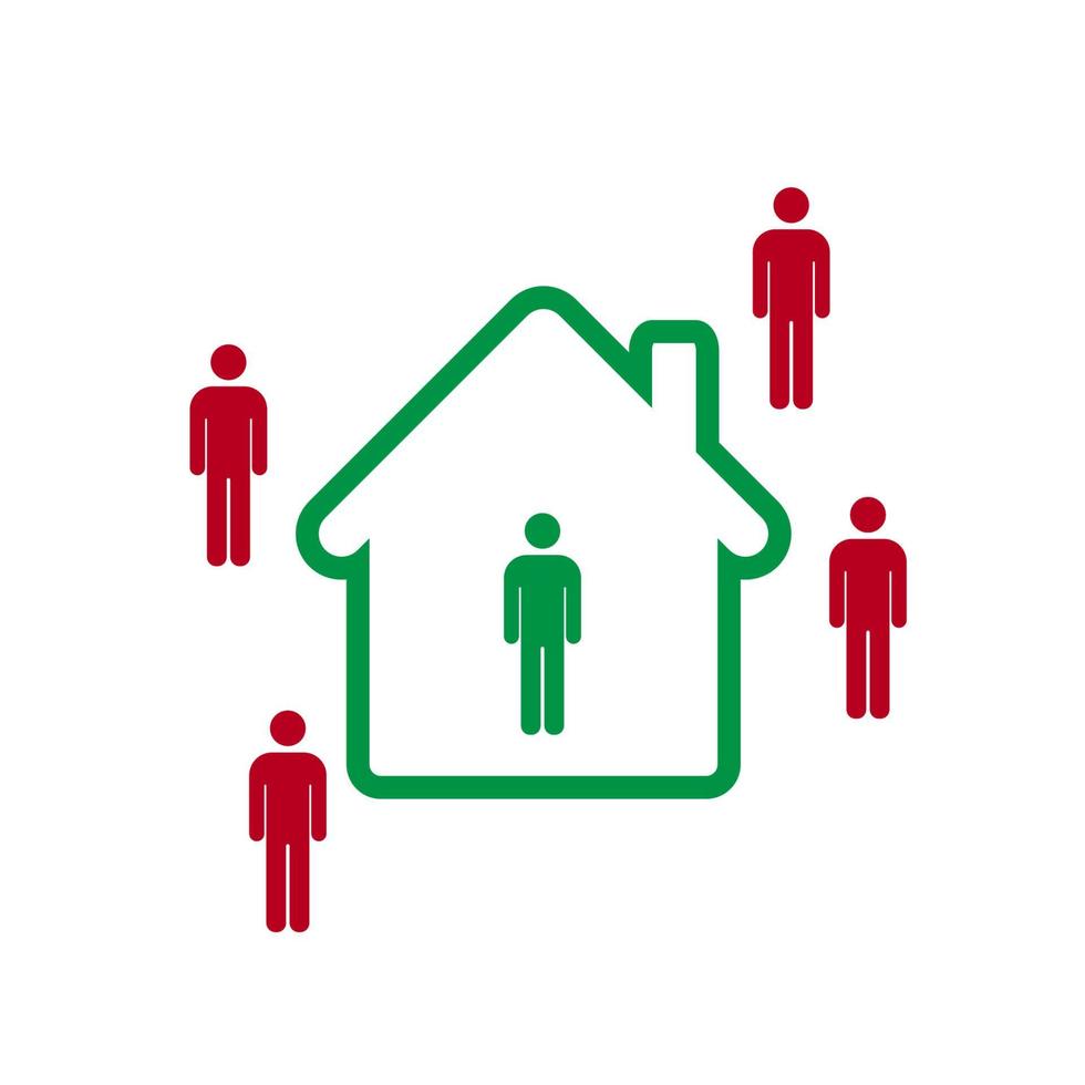 concept de quarantaine de coronavirus. restez à la maison et gardez une distance sociale. illustration de rester à la maison et de maintenir une distance sociale vecteur