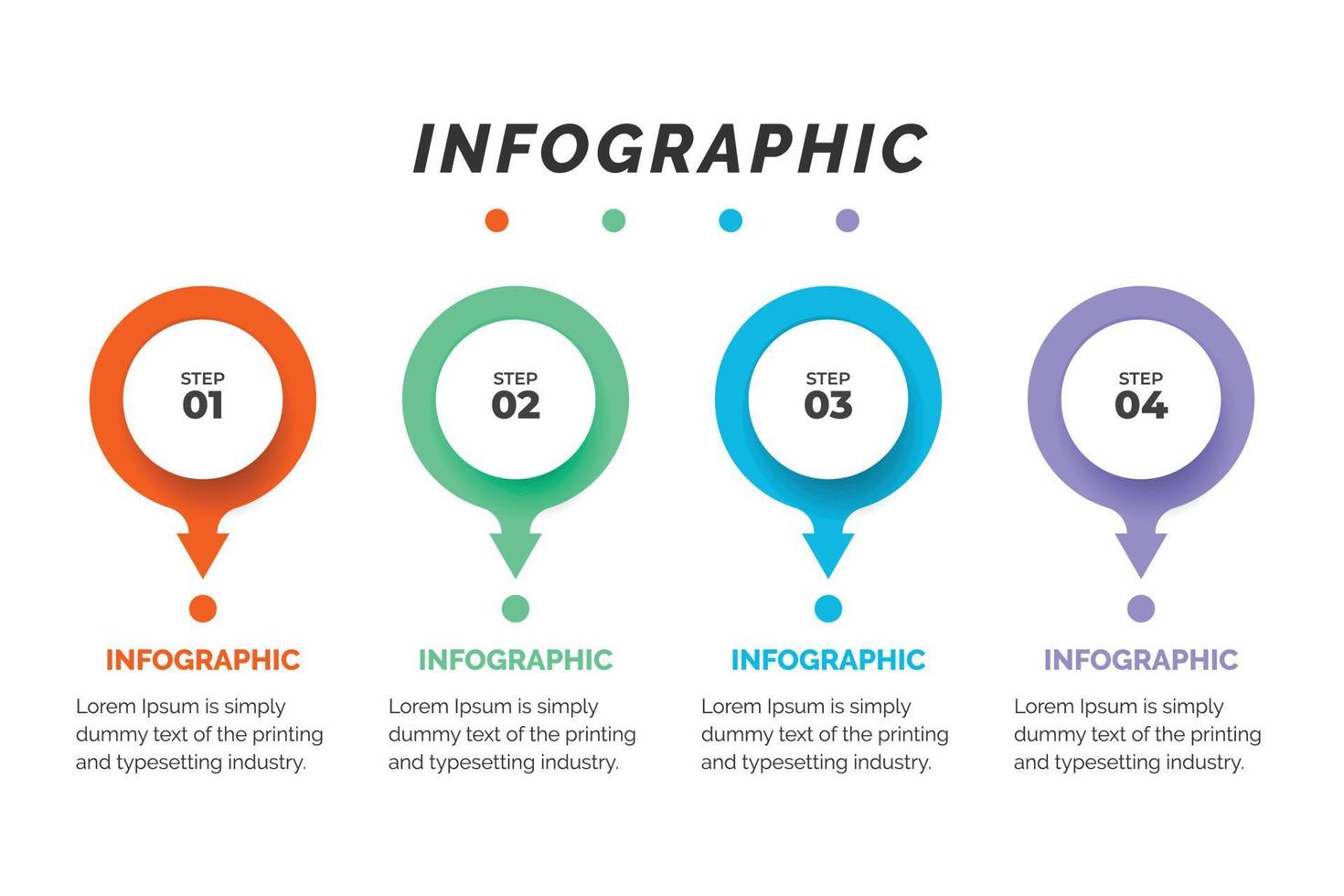 visualisation des données d'entreprise. diagramme de processus. éléments abstraits du graphique, diagramme avec étapes, modèle infographique avec 4 options. illustration vectorielle vecteur