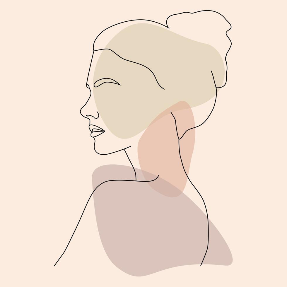 le visage est une ligne. icône de visage féminin minimaliste abstrait, logo. vecteur