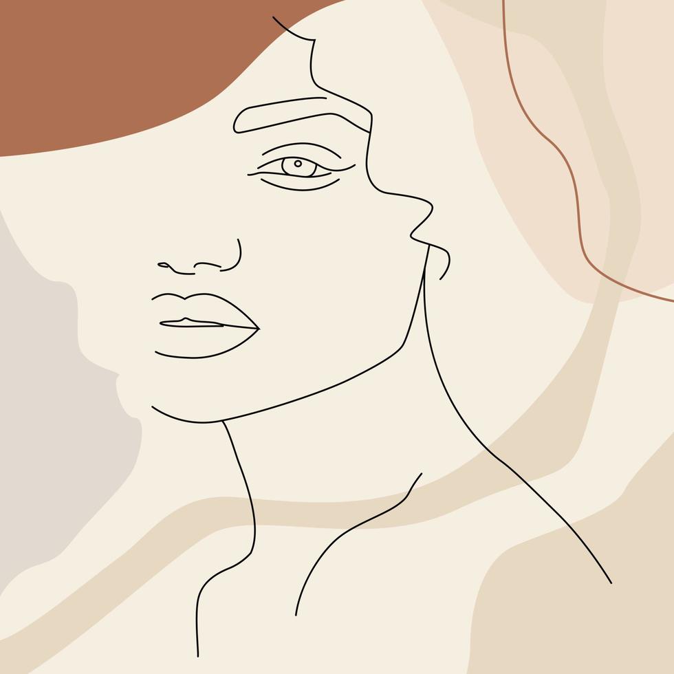 le visage est une ligne. icône de visage féminin minimaliste abstrait, logo. vecteur