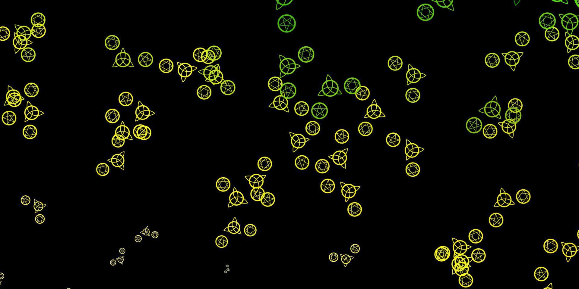 fond de vecteur vert foncé, jaune avec des symboles occultes.