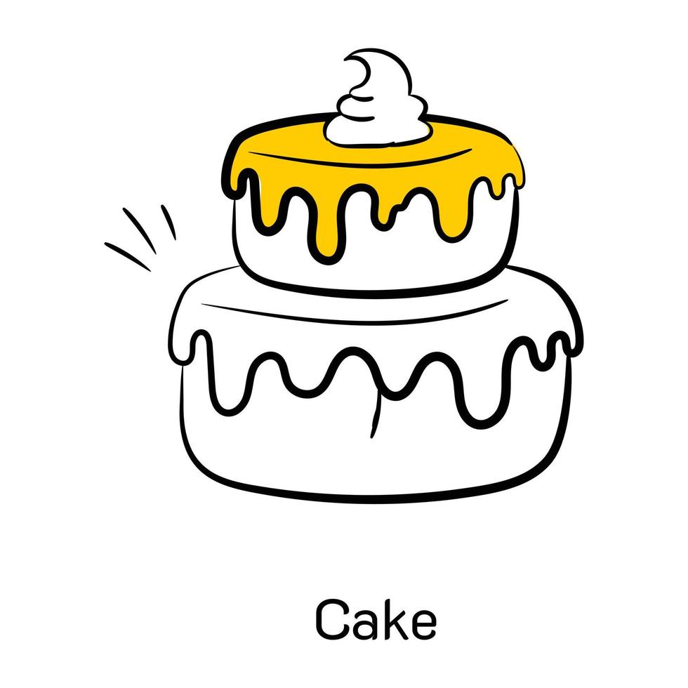 article de confiserie, icône de gâteau dessinée à la main vecteur