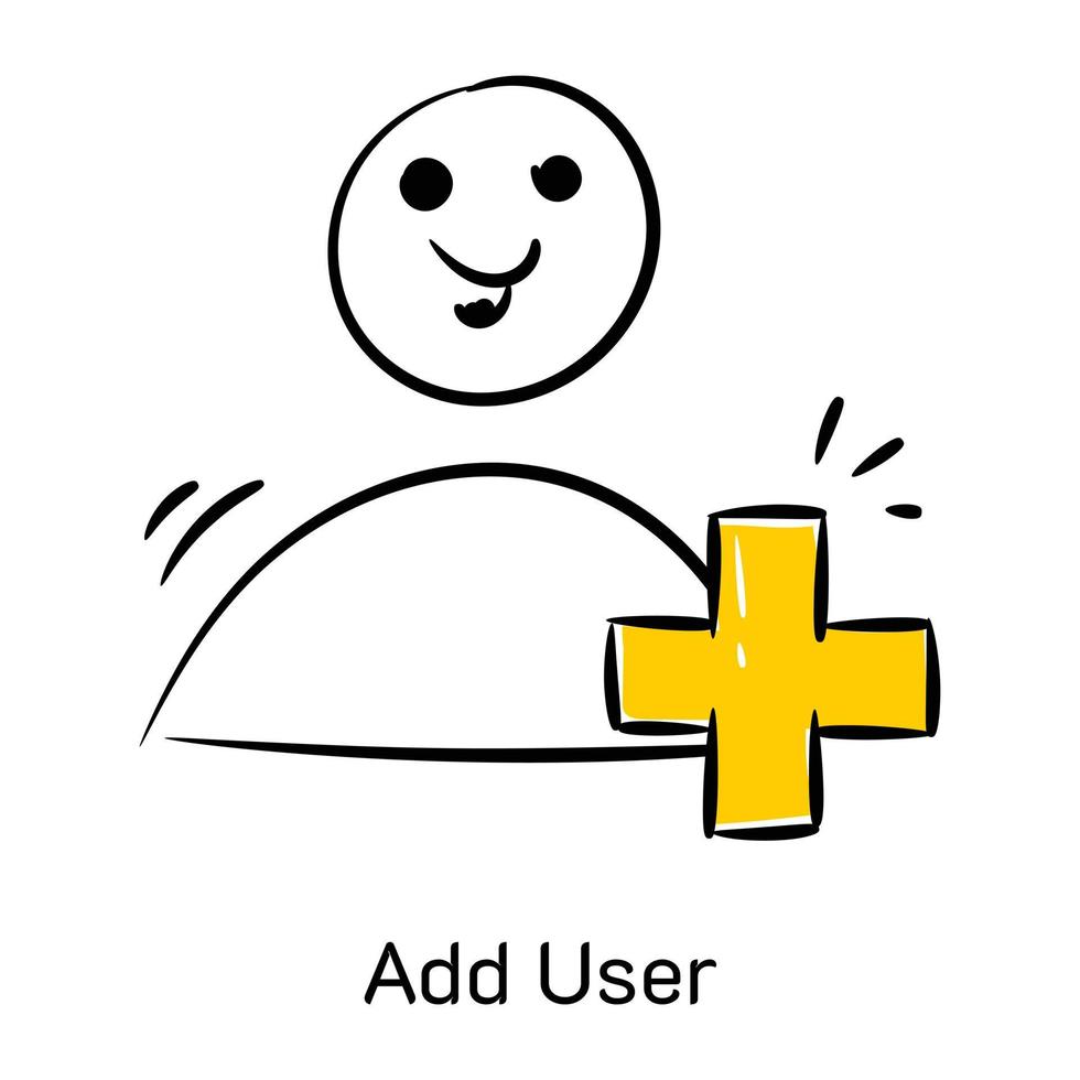 une icône de doodle pratique pour ajouter un utilisateur vecteur